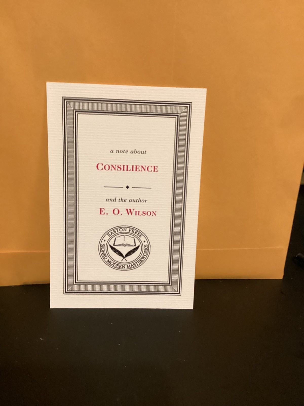 Consilience by Edward O. Wilson Easton Press Signed Modern Masterworks