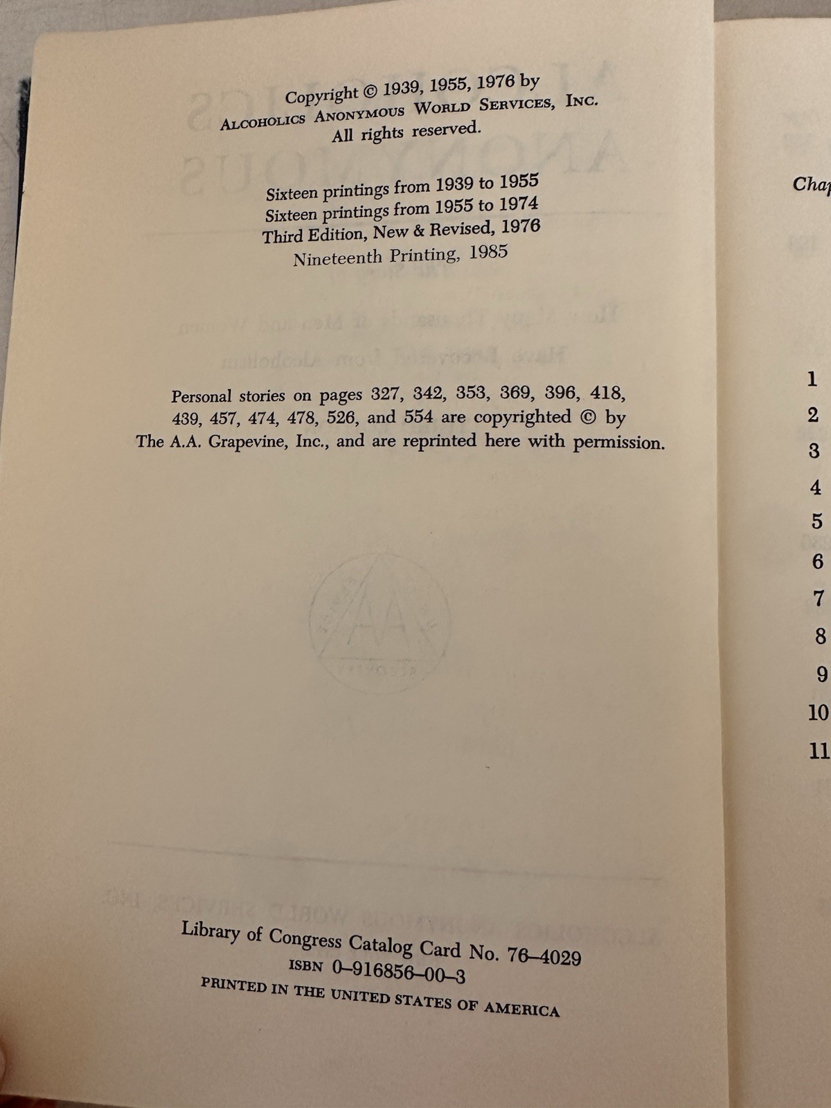Alcoholics Anonymous AA Third Edition1985