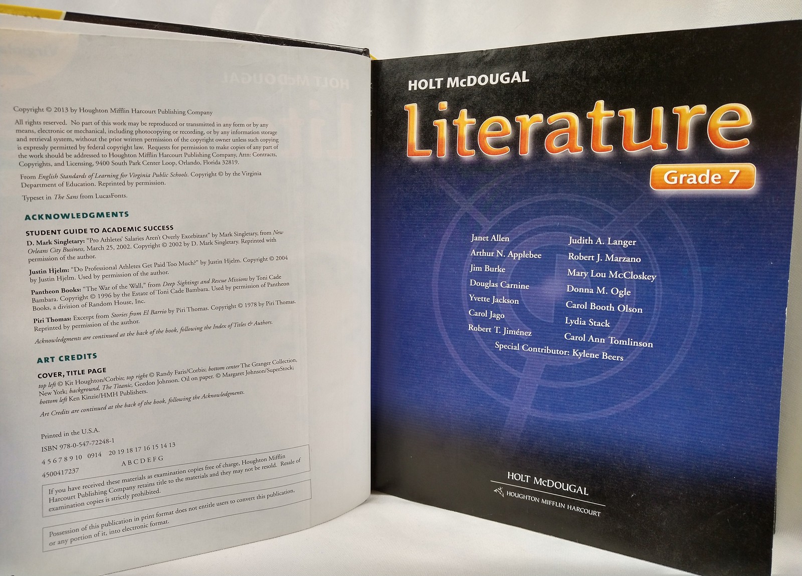 Holt McDougal Literature Grade 7 Virginia Textbook 2013 Student Edition