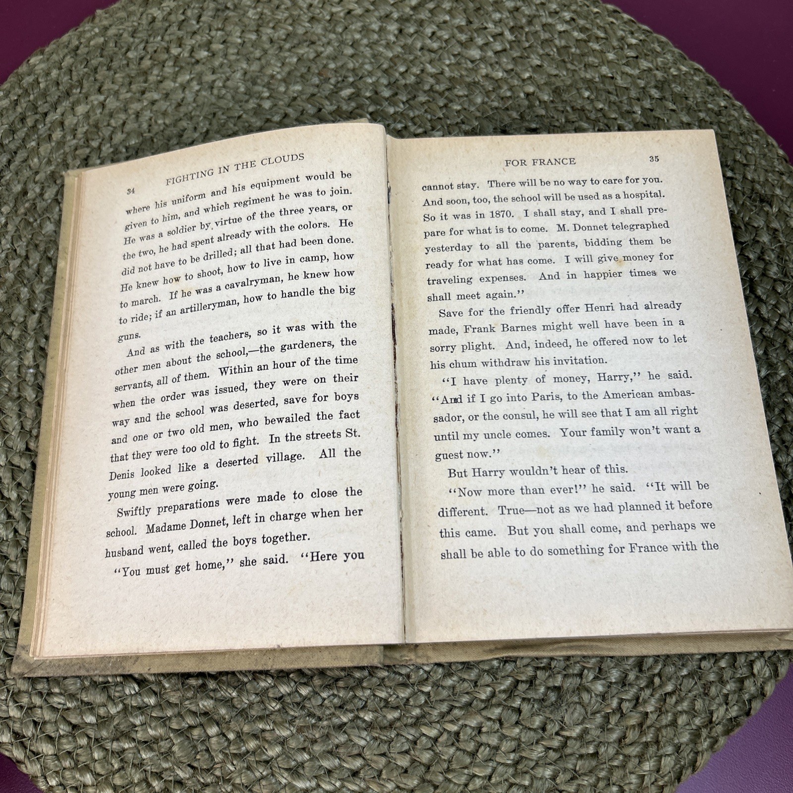 Antique 1915 Fighting in the Clouds For France Colonel James Fiske Book WW1