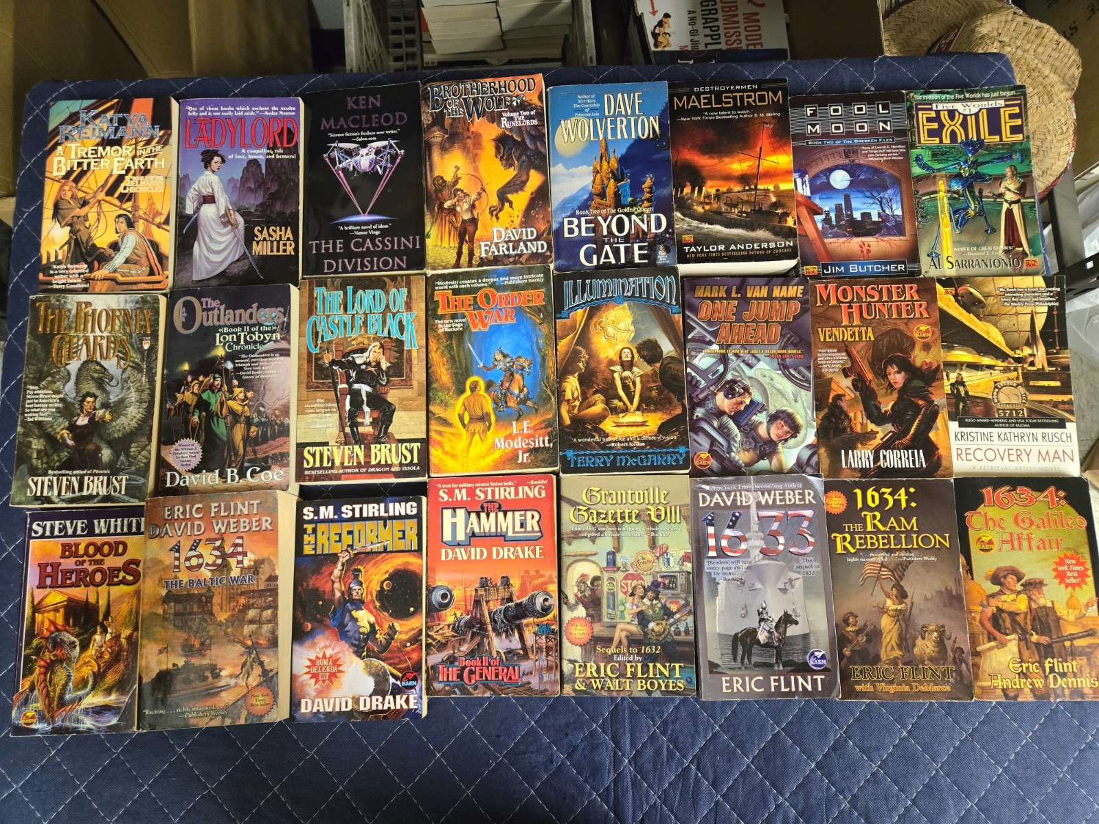 Lot of (24) Fantasy Sci Fi Paperback Books Tor Baen Roc Publishing