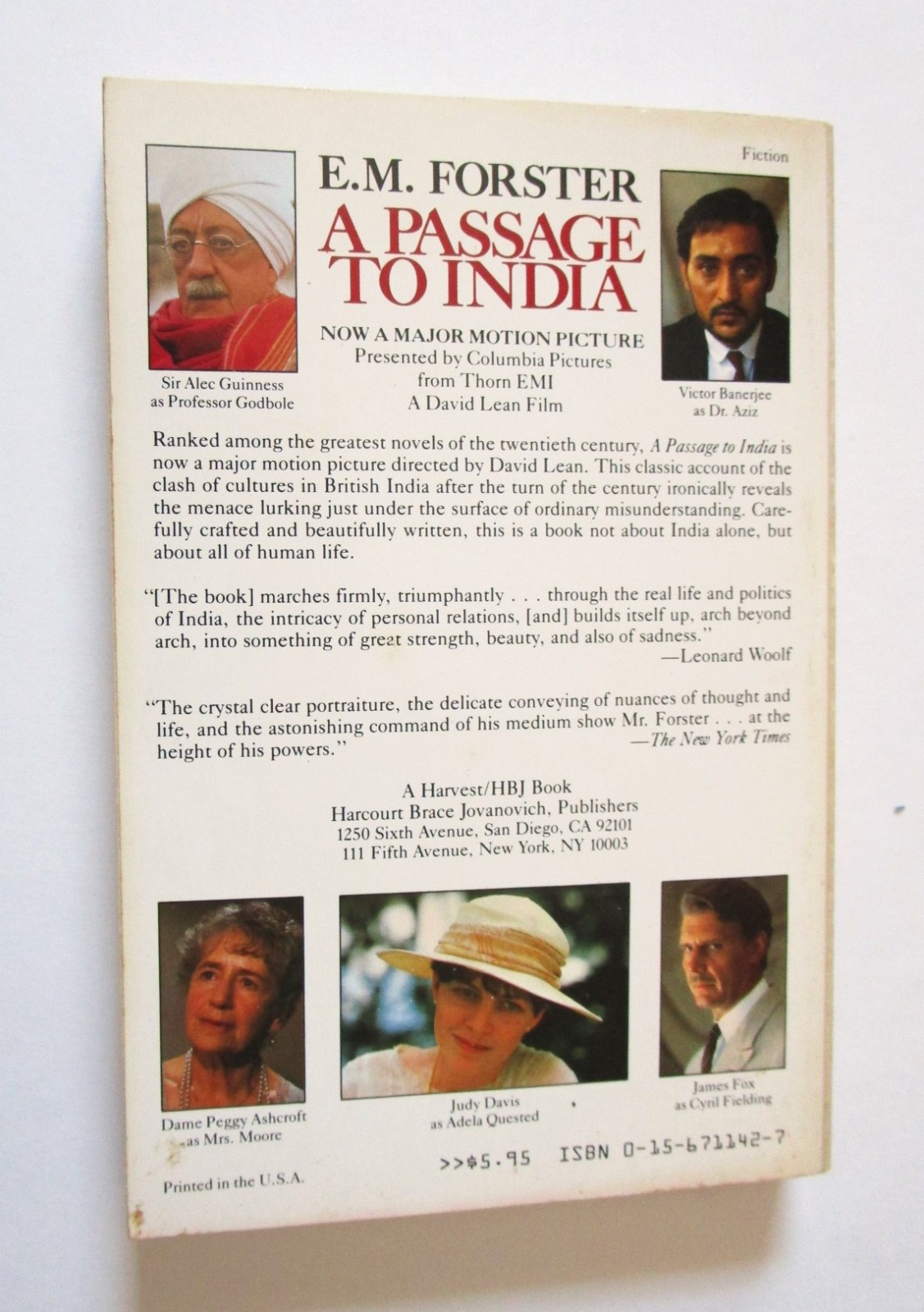 A Passage to India by EM Forster 1984 Movie tie-in cover Trade Paperback