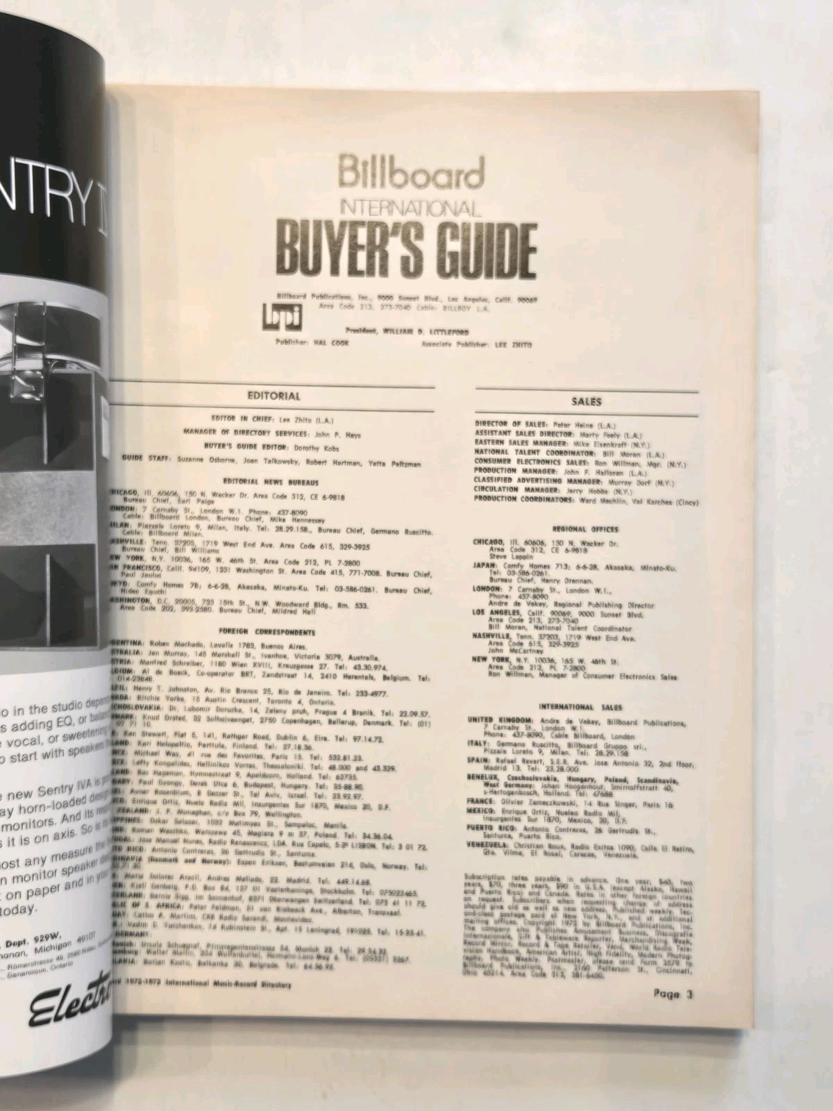 1972/73 Billboard Publications International Buyers Guide Music Records