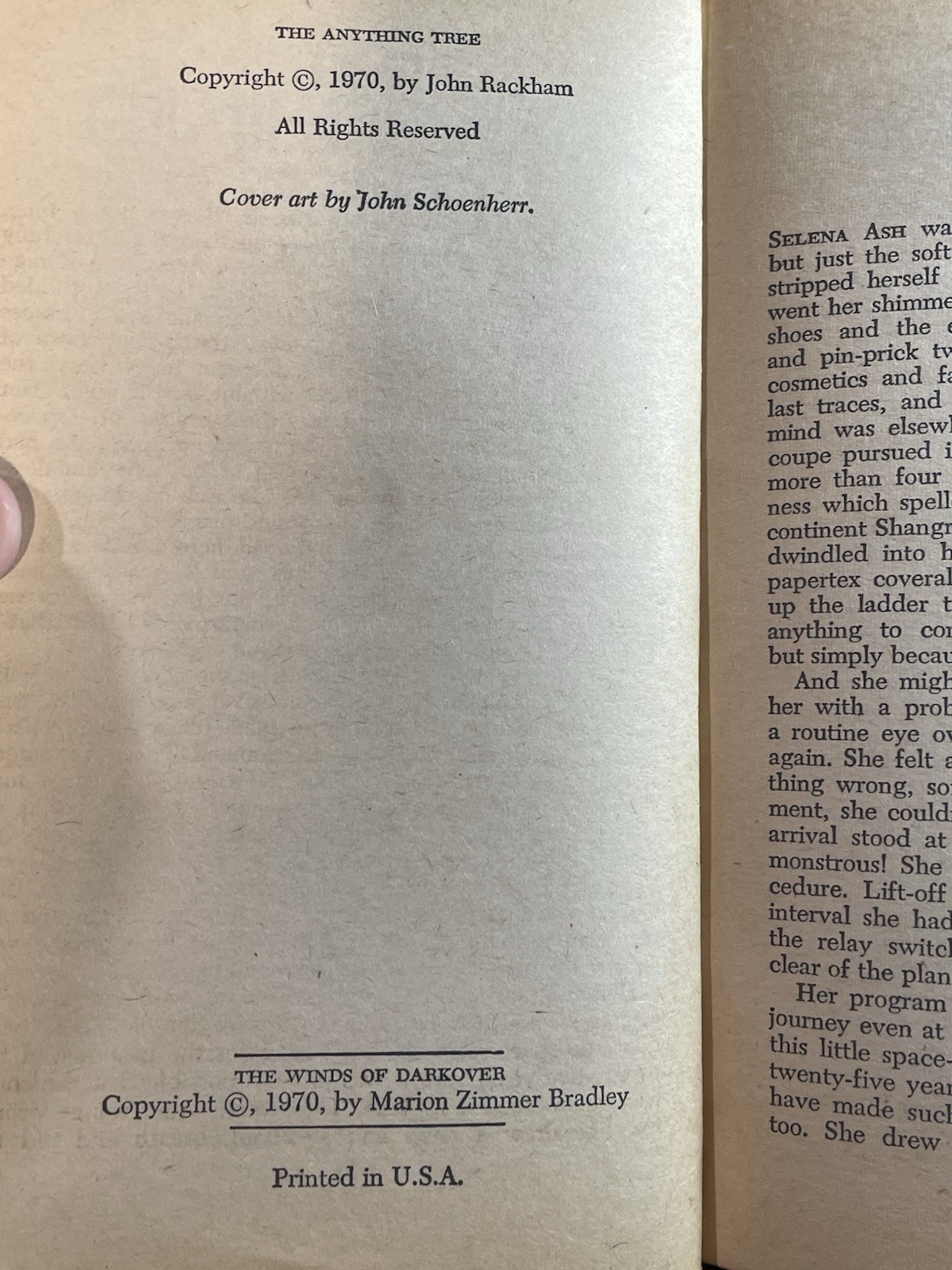 The Anything Tree by John Rackham, The Winds Of Darkover by Marion Bradley, 1970