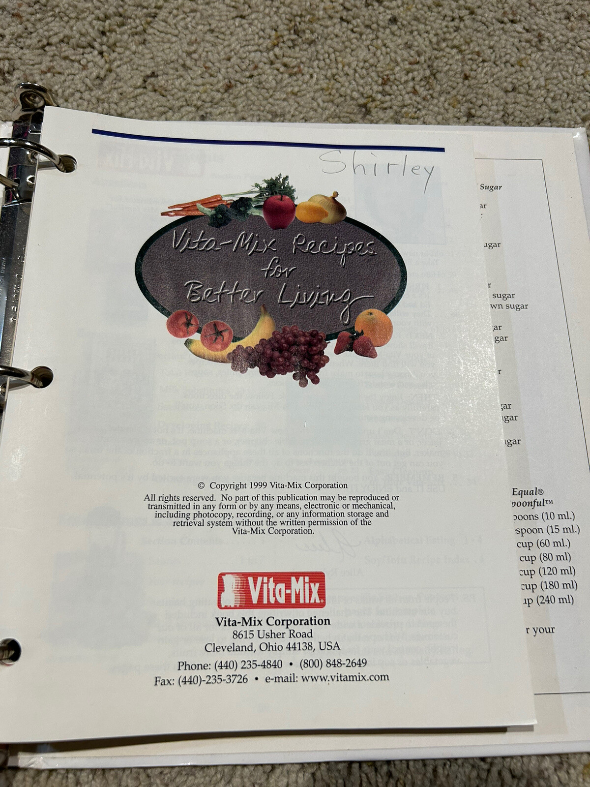 Vintage VITA-MIX RECIPES for BETTER LIVING 3 Ring Binder-HARD TO FIND- RARE- Z23