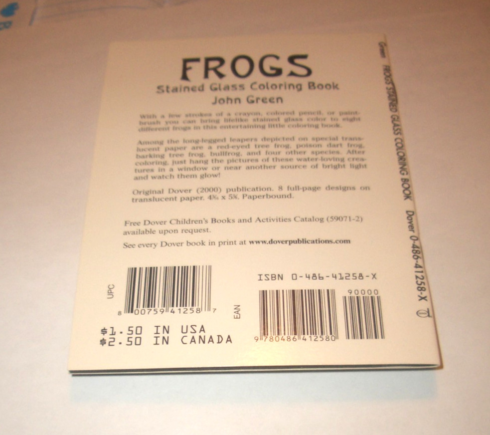 Frogs Mini Stained Glass Coloring Book (Dover Little Activity Books)-Brand New