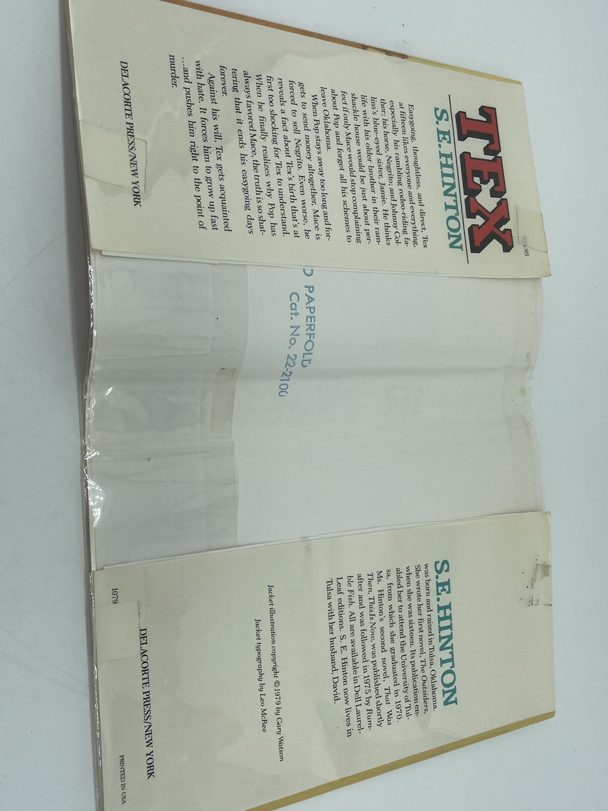 Tex S.E. Hinton 1979 1st Ed Eleventh Printing Delacorte Press HCDJ Ex Library