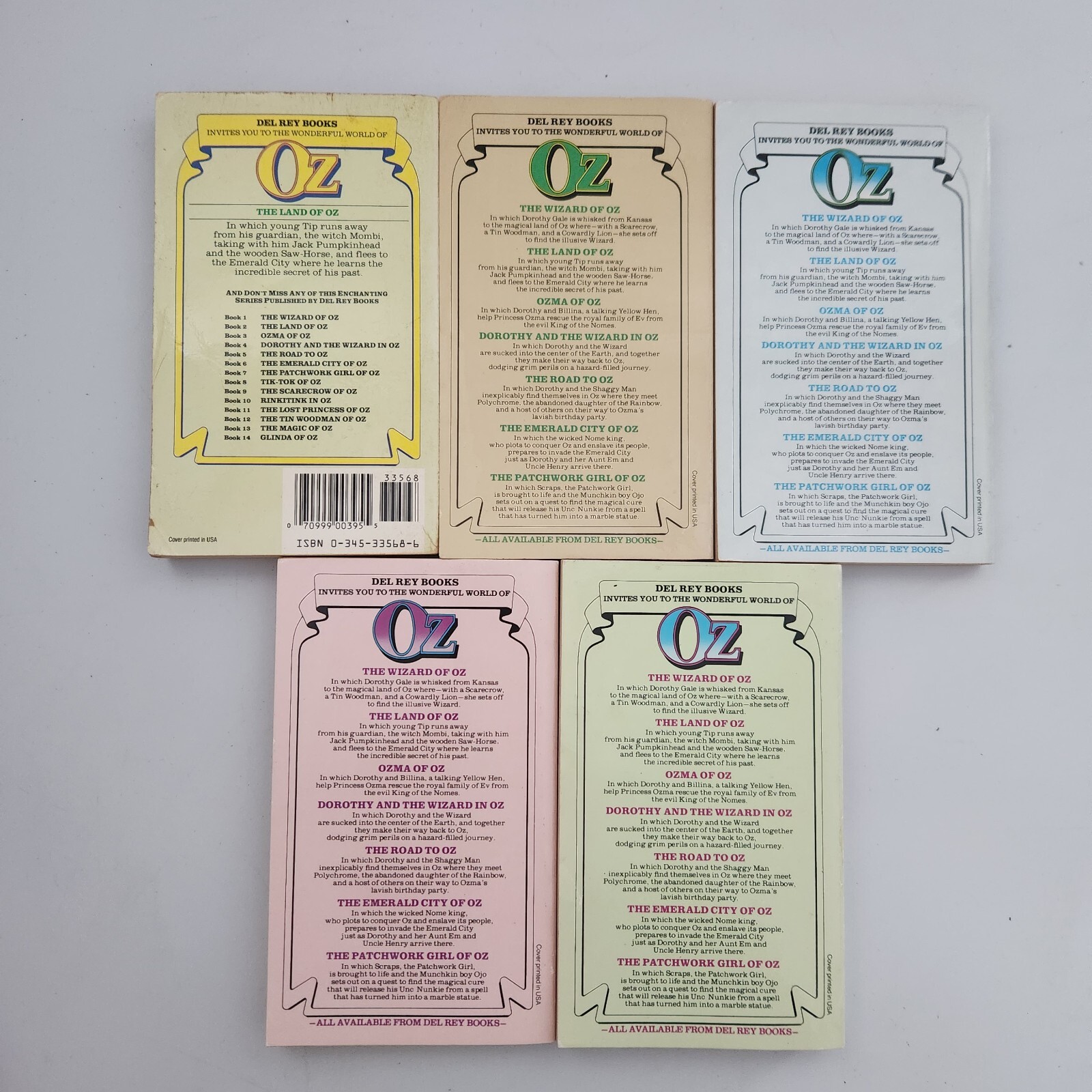 Oz Books 2-6 L Frank Baum Del Rey Fantasy Classic Vintage Paperback Editions
