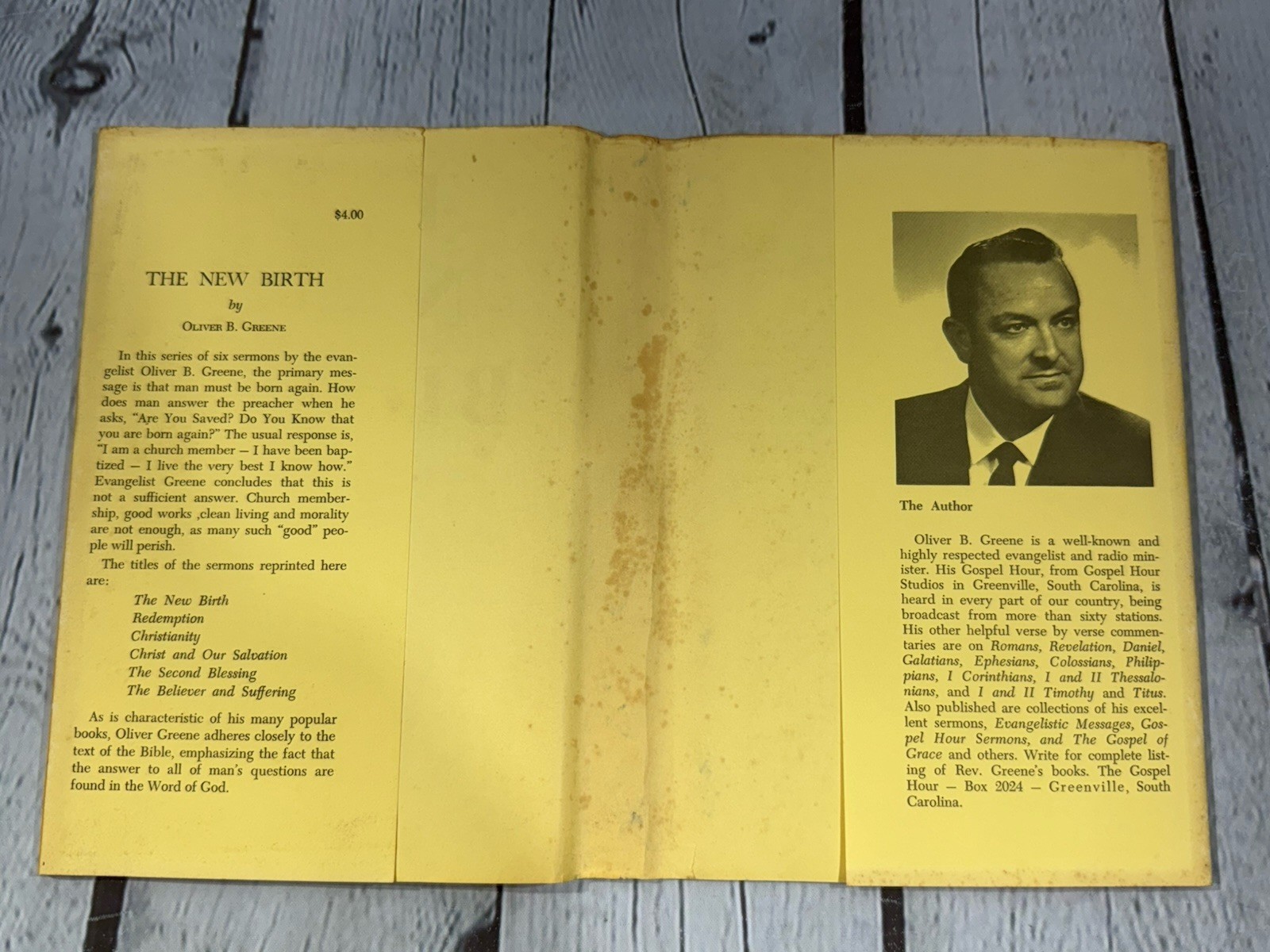 The New Birth by Oliver B. Greene Hardcover DJ 1966 First Printing Gospel Hour