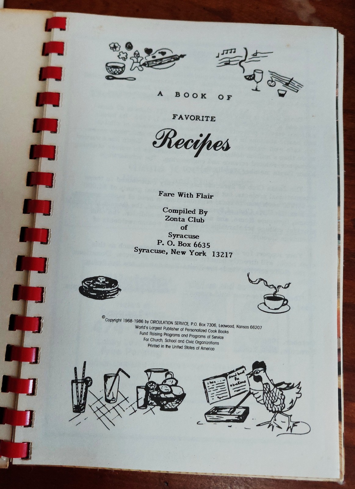 Fare with a Flair, Zonta Club of Syracuse, NY cook book, ~125 pages, 1986