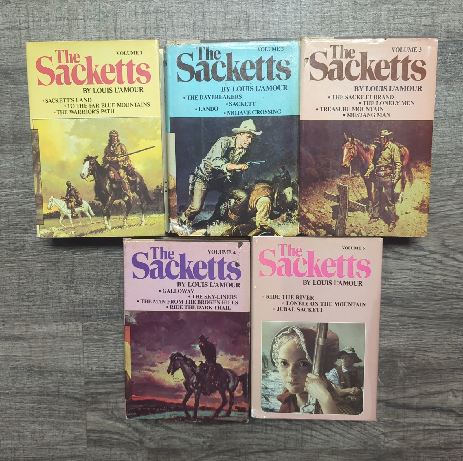 THE SACKETTS Complete 5 Volume Series by LOUIS L’AMOUR Book Club Edition HCDJ