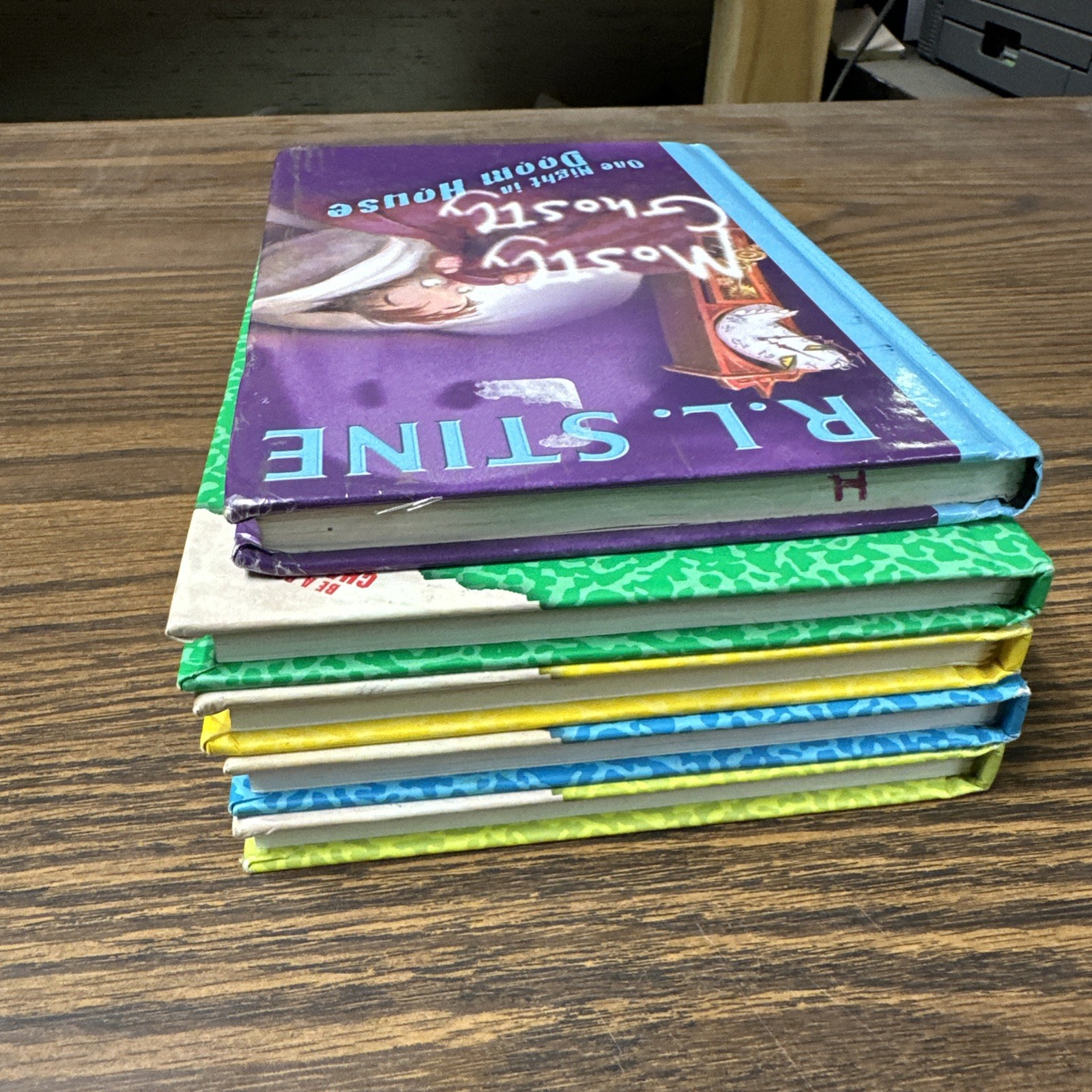 LOT of 5 R.L. Stine Hardcovers ROTTEN SCHOOL 1 2 3 8 + Mostly Ghostly Doom House