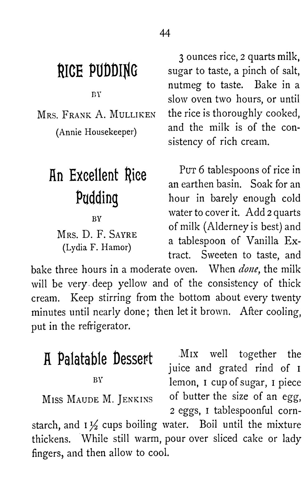 1891 The Alumnae Vintage Cookbook 84 Pages