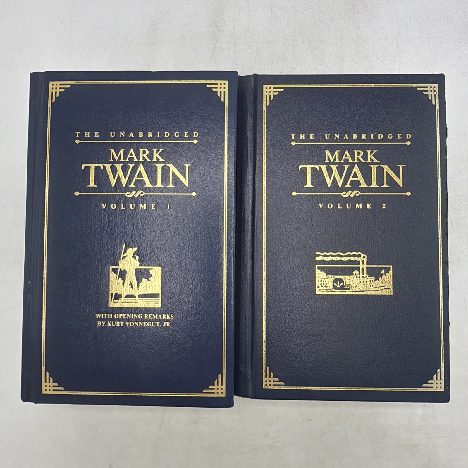 The Unabridged MARK TWAIN Volume 1 and 2 Courage Book set Kurt Vonnegut 1997 VTG
