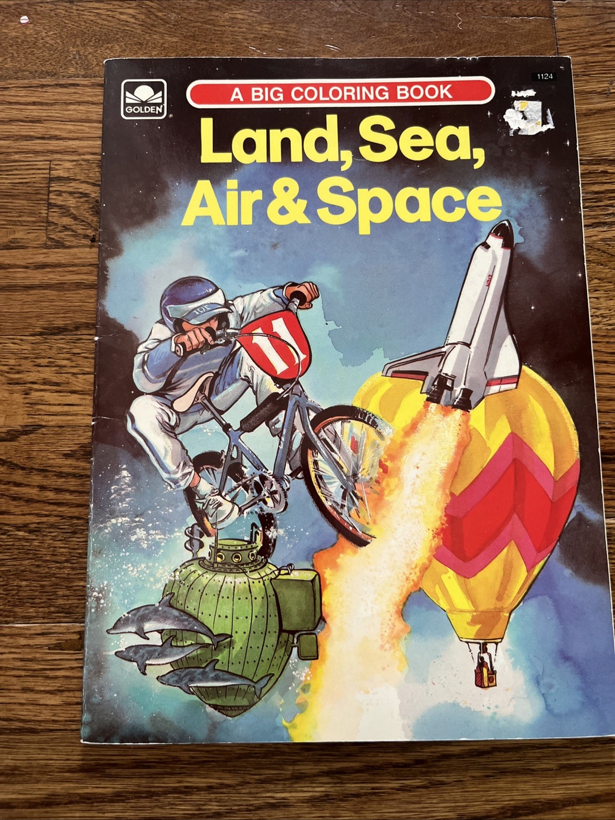 Vintage 1988 Golden Big Coloring Book Land, Sea, Space