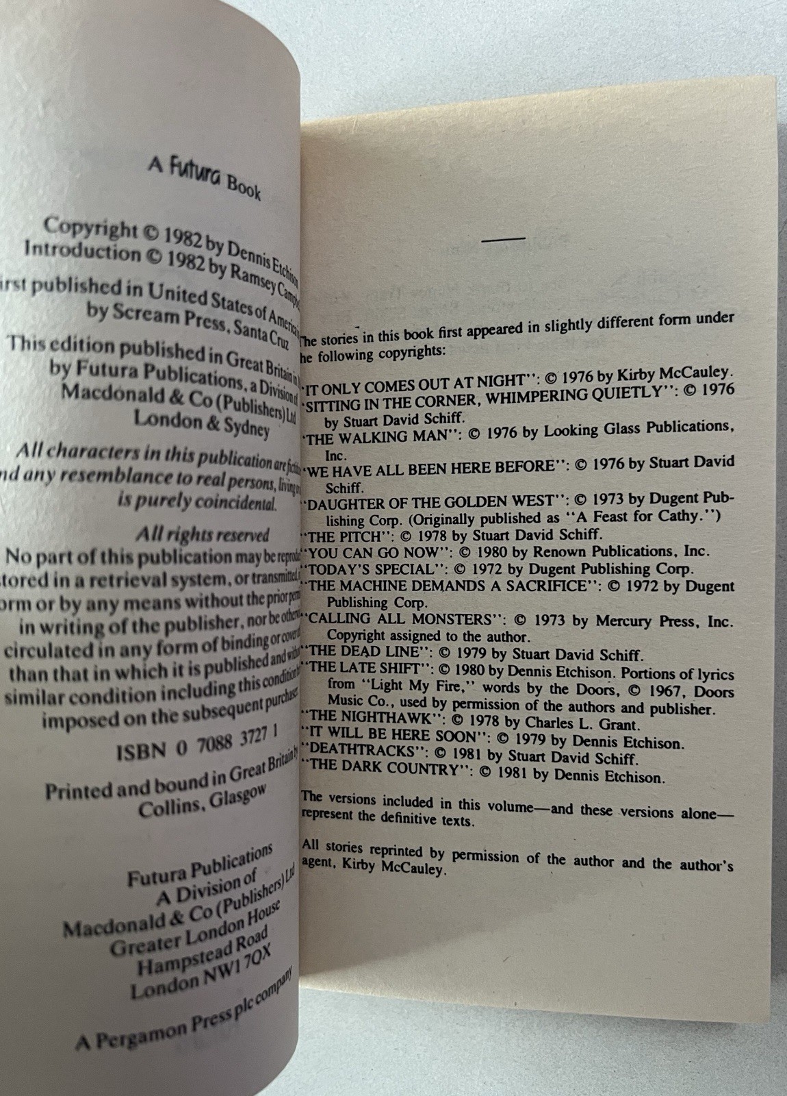 Vintage 1982 The Dark Country Dennis Etchison Paperback Horror Fiction Book