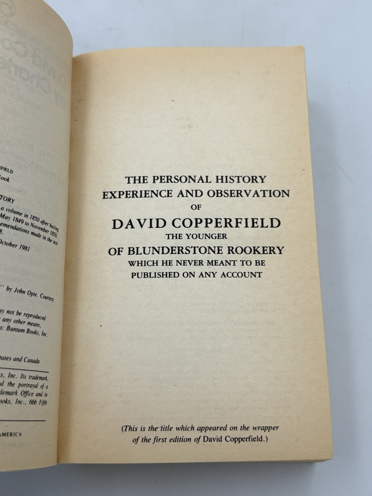 David Copperfield By Charles Dickens (1981) Vintage Paperback Bantam Edition