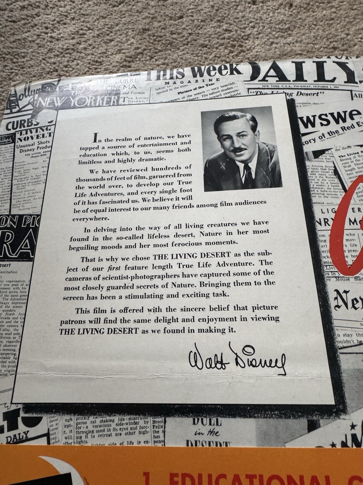 WALT DISNEY’S LIVING DESERT 1953 Press Release Special Campaign Book Rare