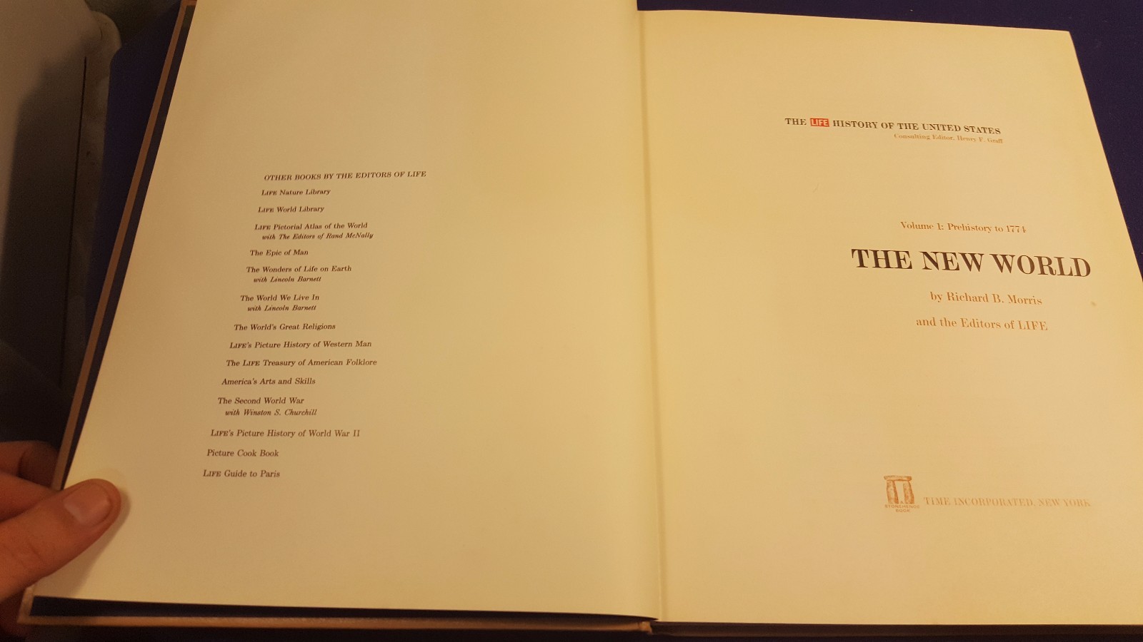 1963 THE NEW WORLD Vol. 1 Hardcover Book Time Life by RICHARD MORRIS