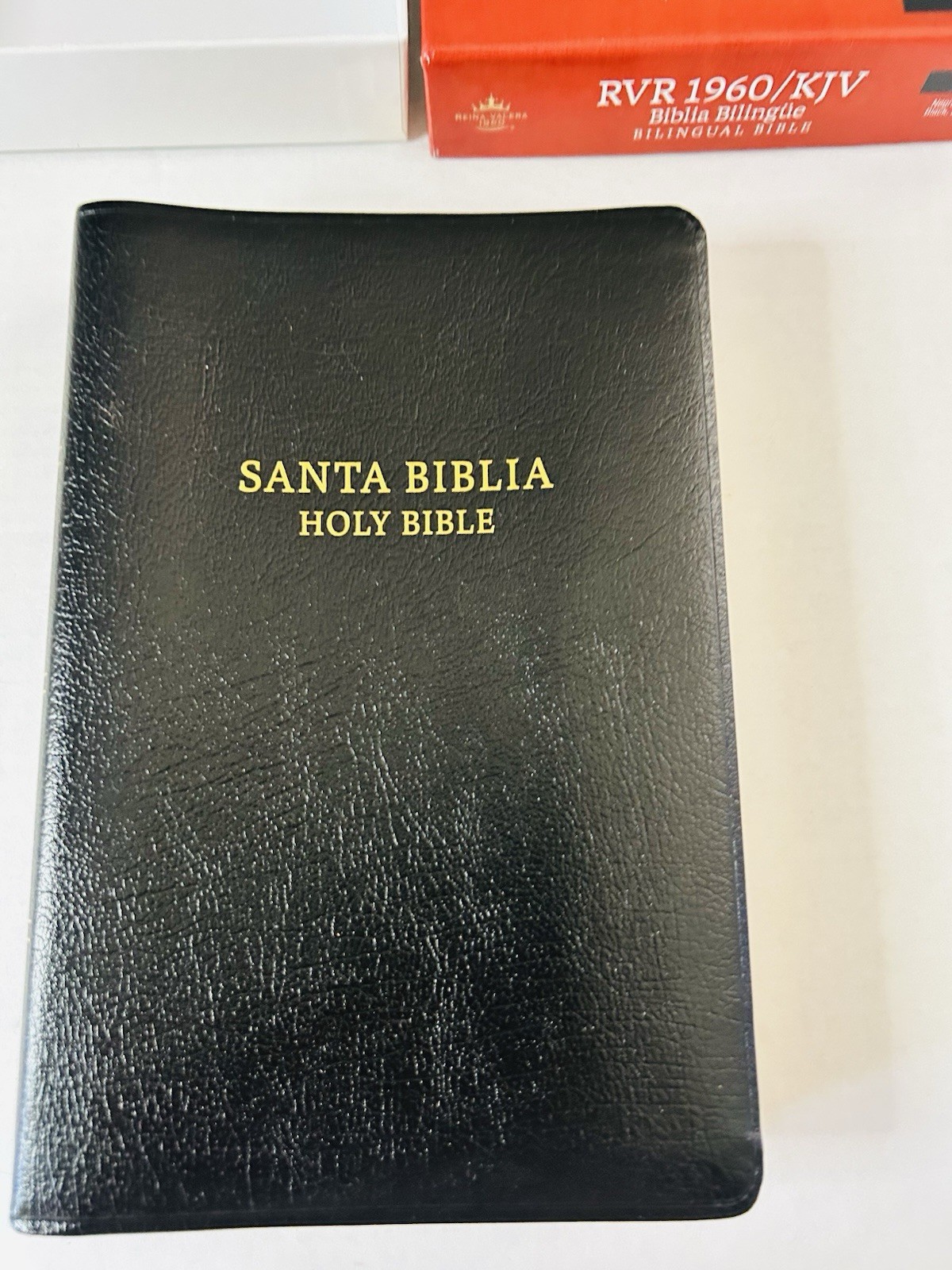 SANTA BIBLIA BILINGUE BIBLE RVR 1960 KJV SEALED BLACK LEATHER New Open/box