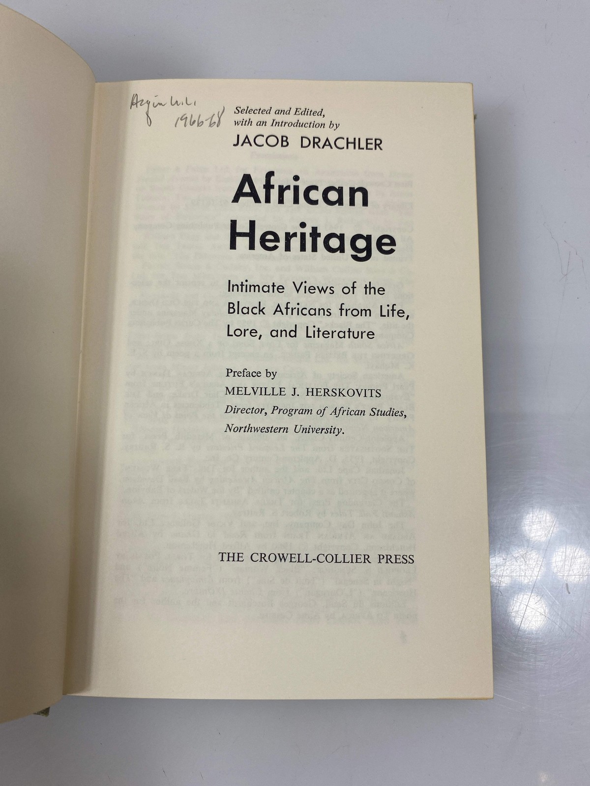 African Heritage by Herskovits Ex-library 1963 HC