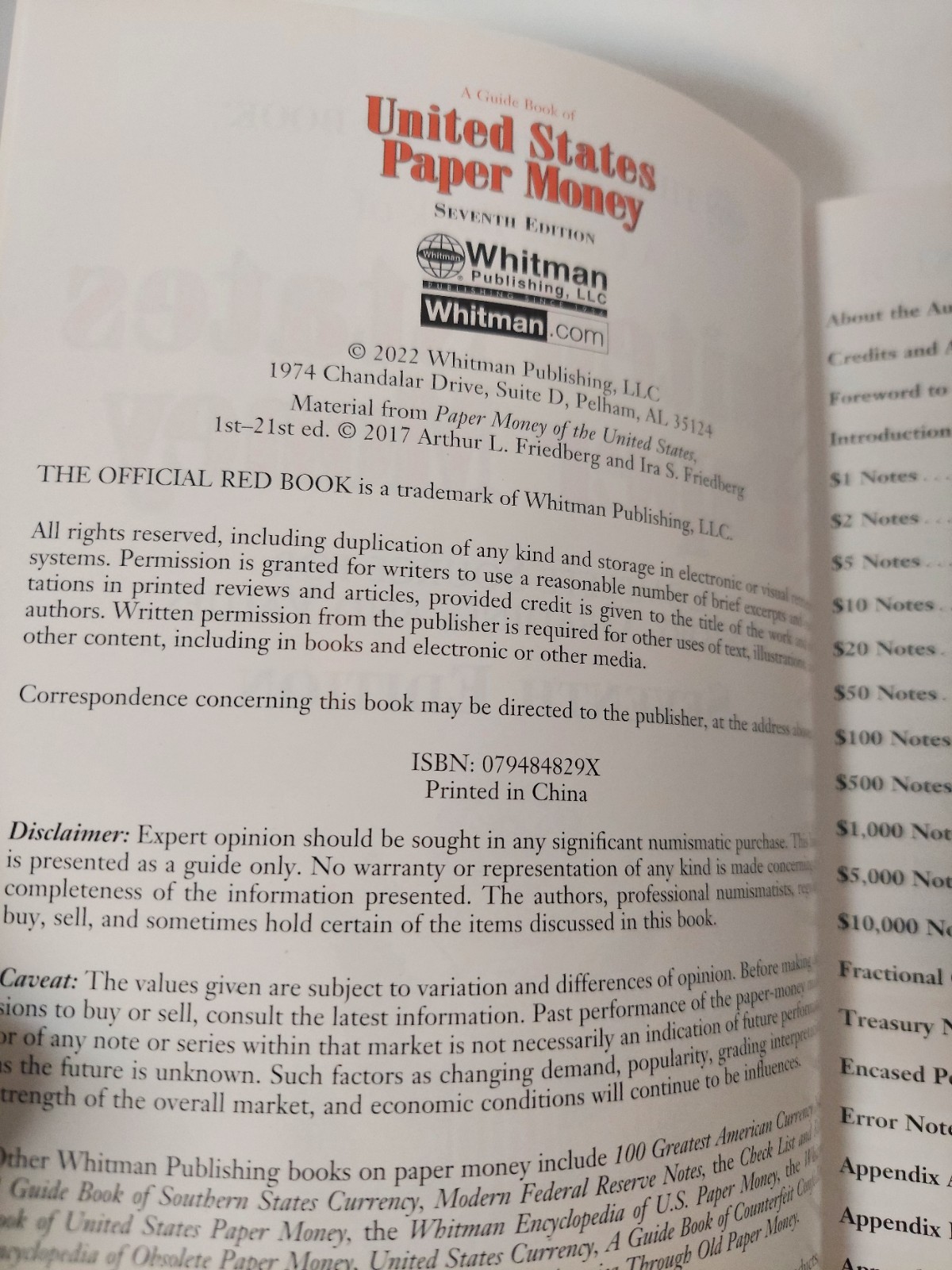 A GUIDE BOOK OF UNITED STATES PAPER MONEY 7TH EDITION Friedberg Trade PB 2022