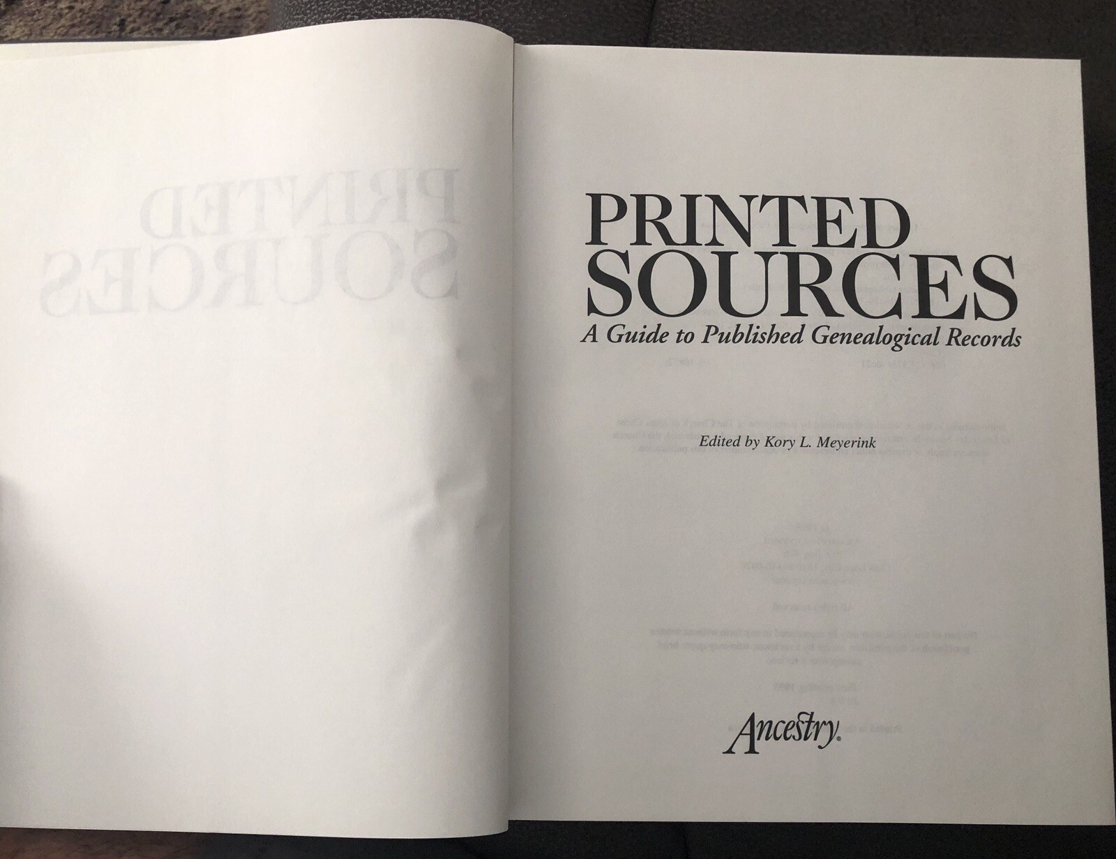 Printed Sources Edited by Kory L. Meyerink 1998 Ancestry Inc. HCDJ
