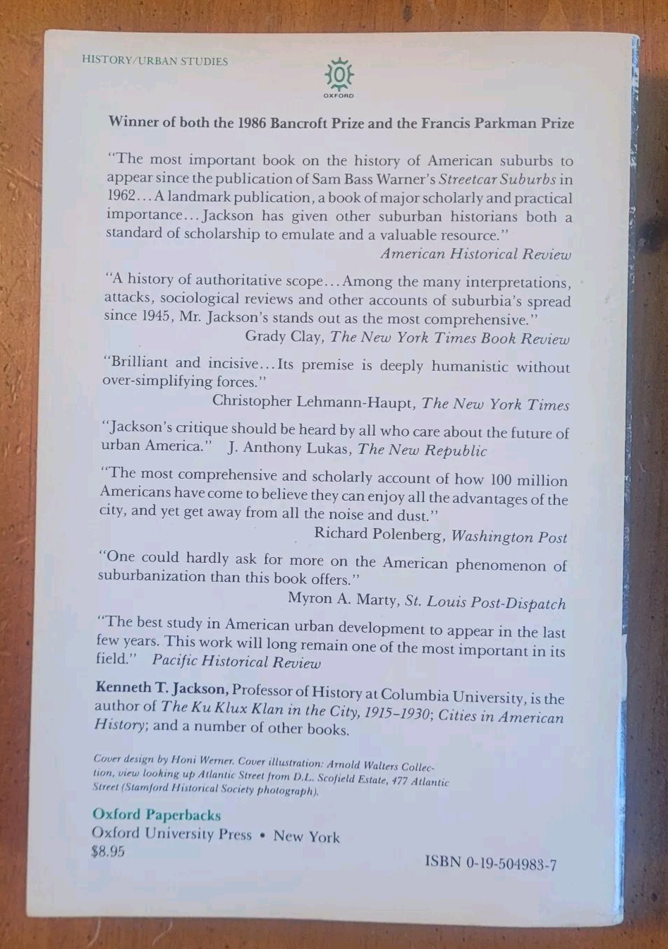 Crabgrass Frontier (SIGNED) By Kenneth T. Jackson