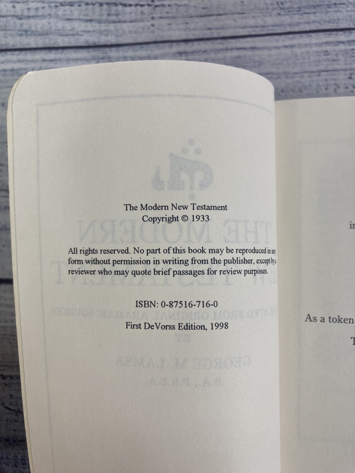 The Modern New Testament Translated from Original Aramaic First DeVorss Edition