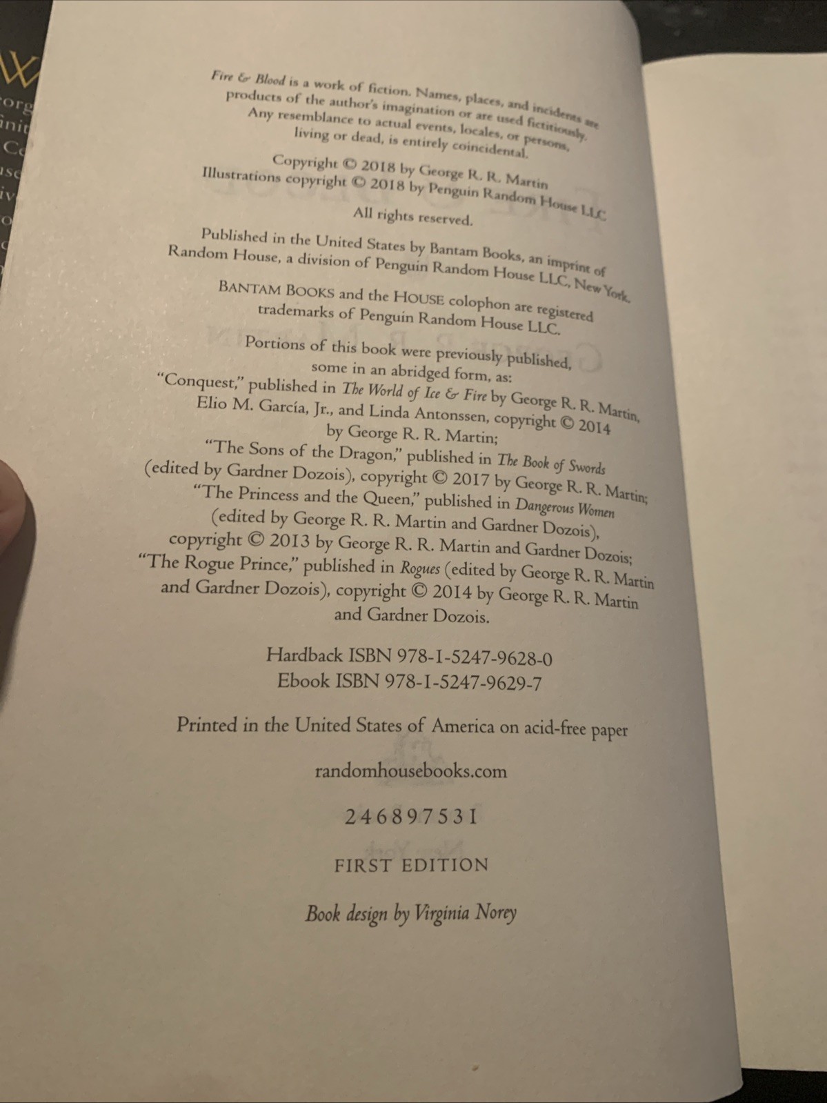 Fire and Blood : 300 Years Before Game of Thrones by George R. R. Martin 1st/1st