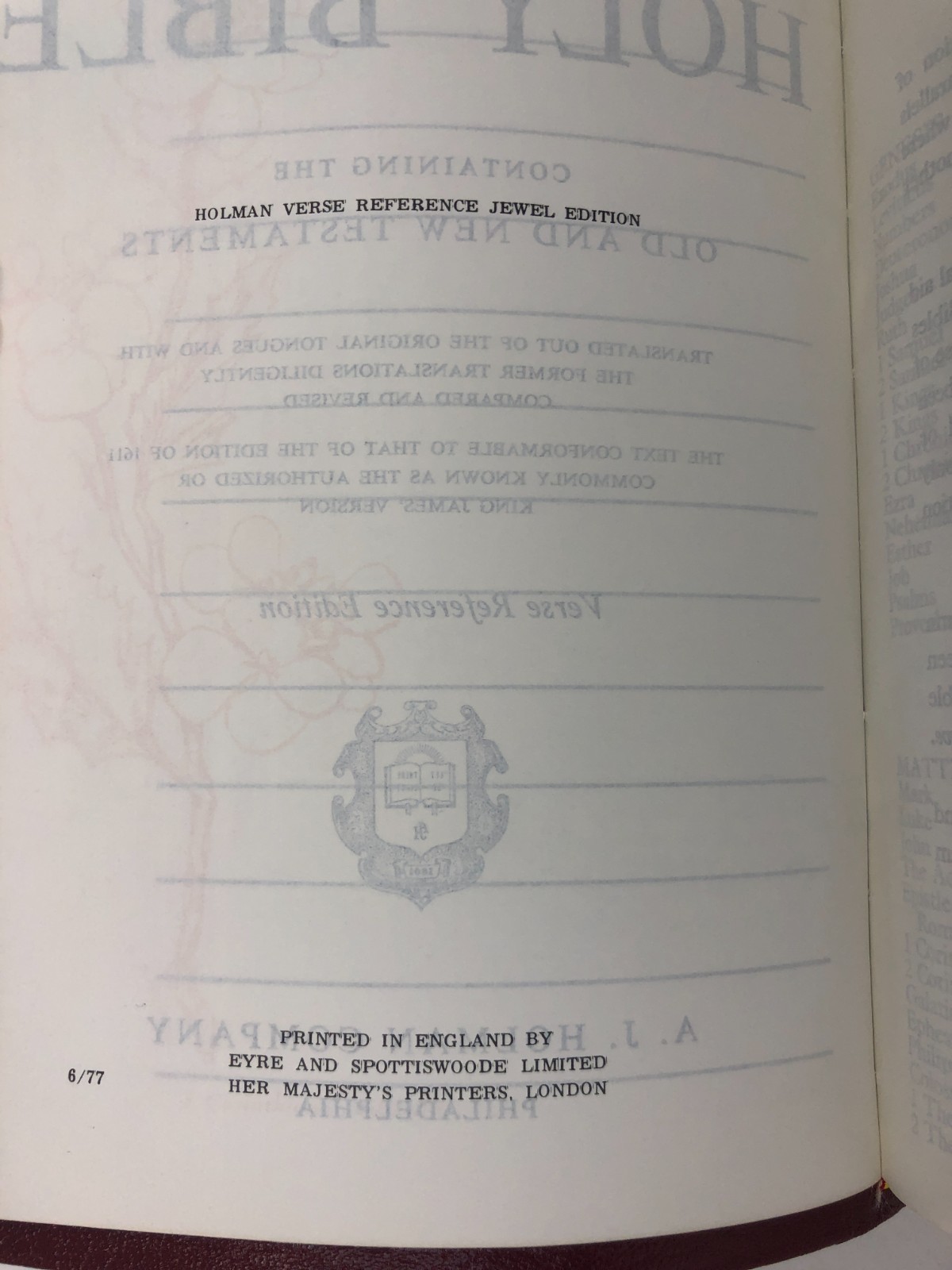 *gorgeous AMG Holman 1970s KJV Verse Reference Bible Genuine Leather UK print VG