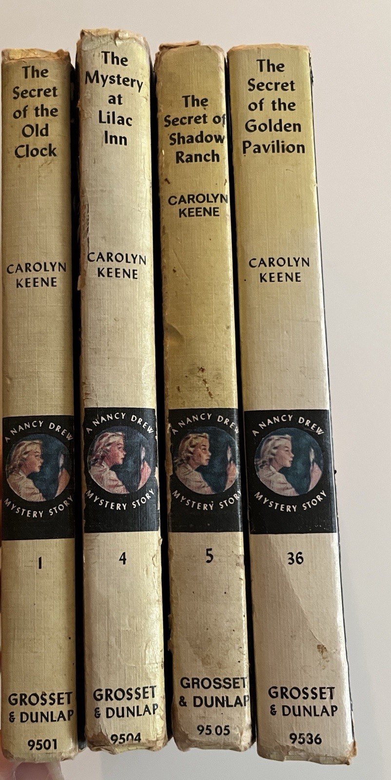 Nancy Drew hardback Lot Of 4 Vintage Books (#’s 1,4,5,36) Hardback Carolyn Keene