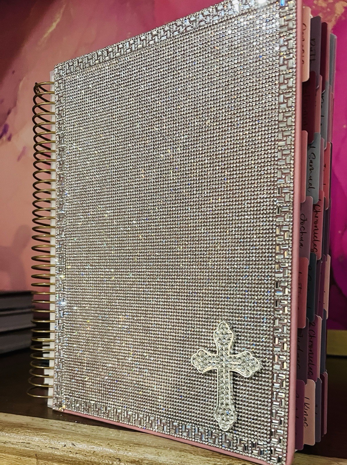 KJV Creative Journaling Bible, Rhinestone Crystal Cover, Spiral-Bound with Cross