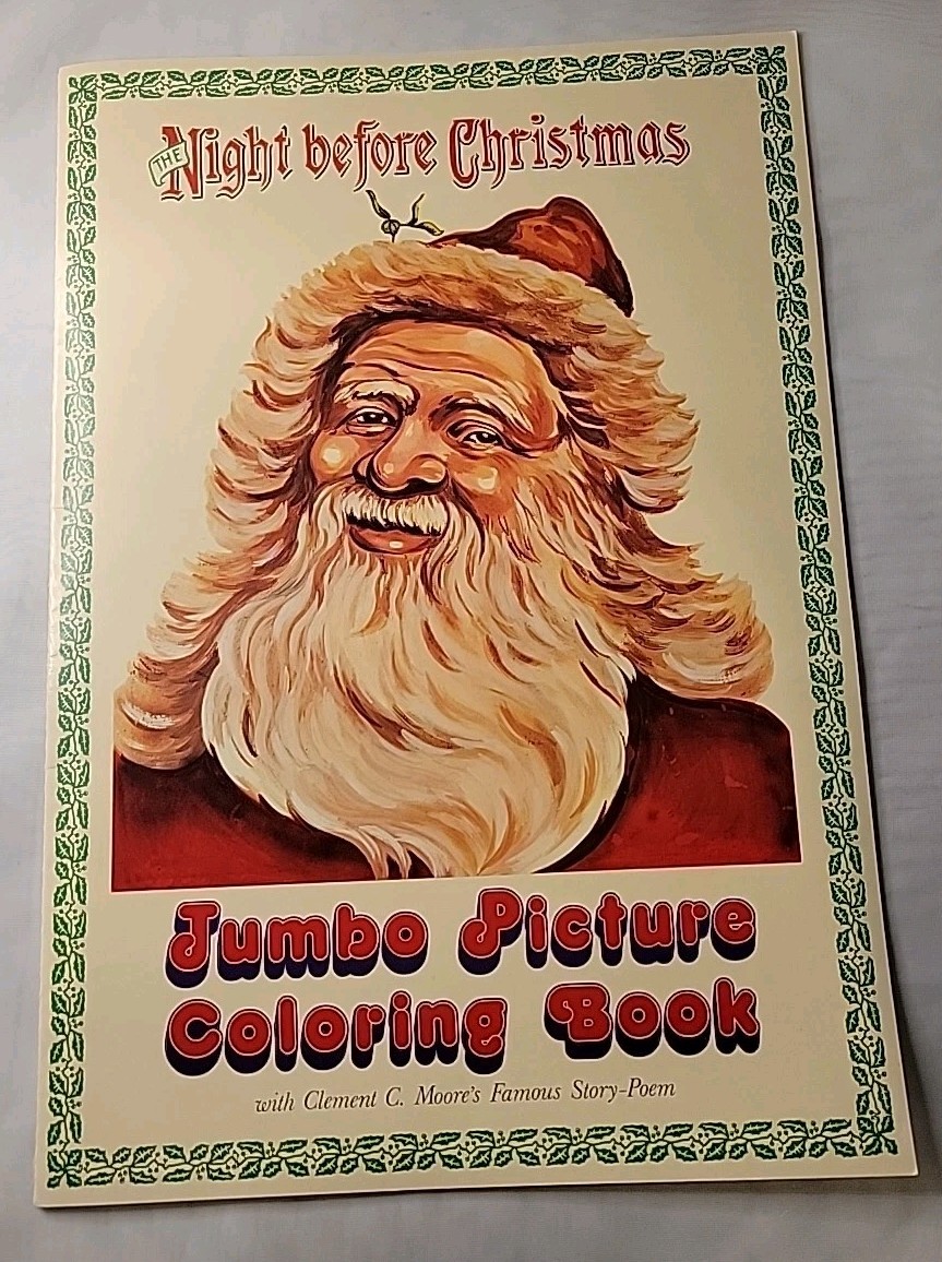 Vintage 1970s The Night Before Christmas Coloring/Story Book 15″ x 10.5″ Unused