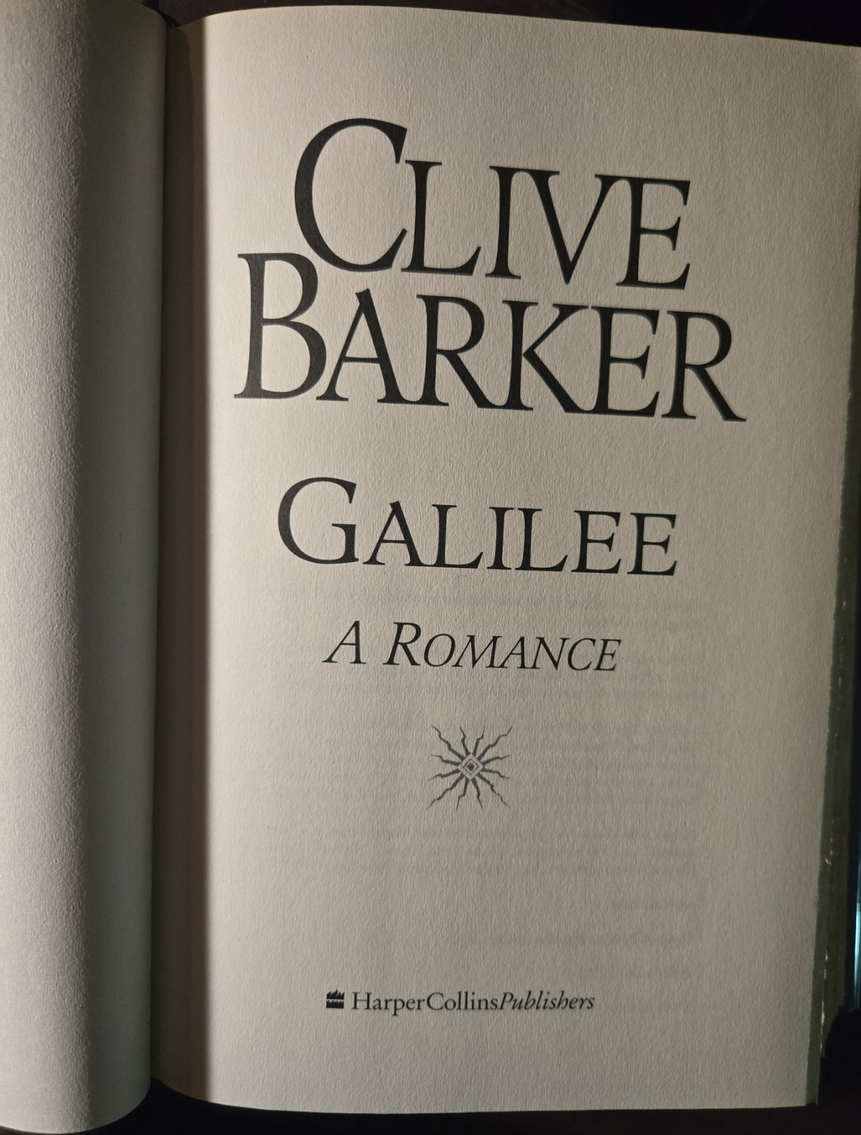Clive Barker’s Galilee. 1998. Hardcover. First Edition.