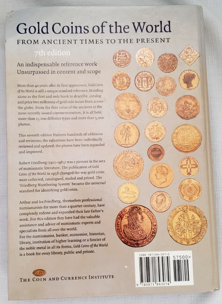2003 7th,Friedberg GOLD COINS OF THE WORLD: Ancient Times to Present,VG Hardback