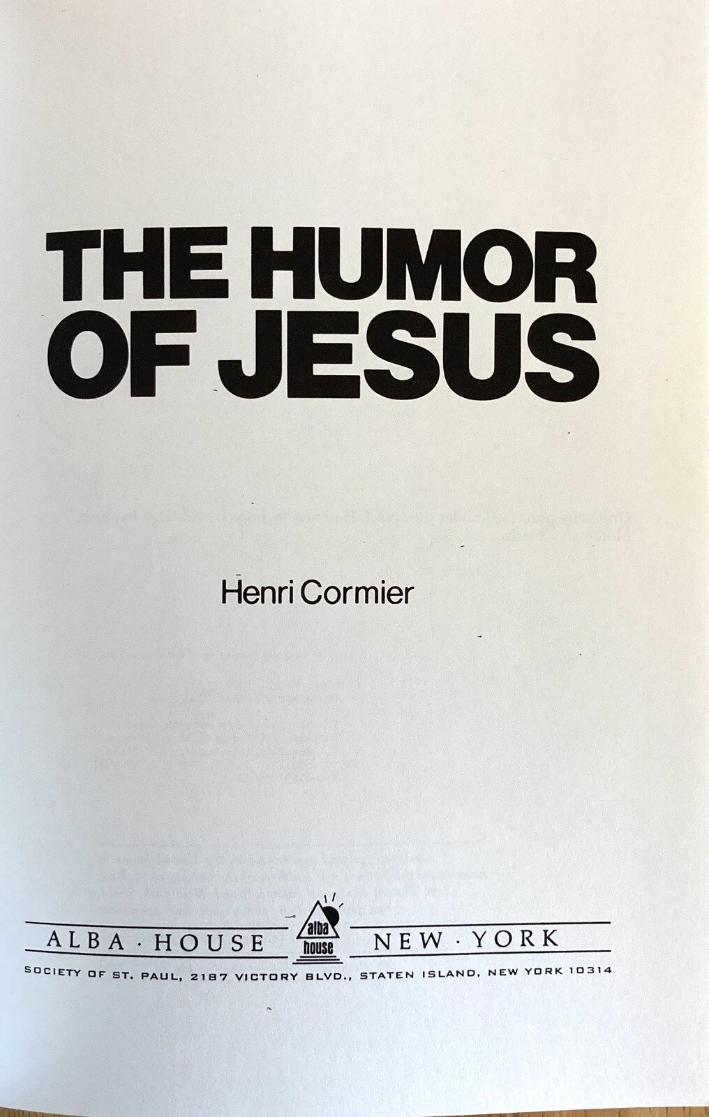 The Humor of Jesus by Henri Cormier 1977 Paperback