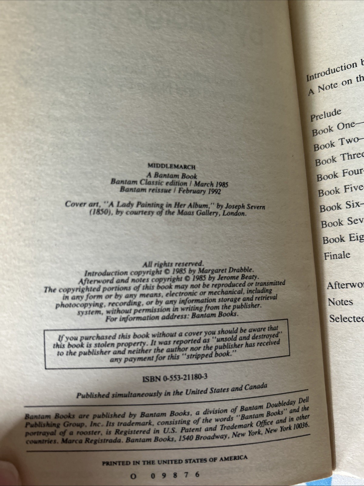 Middlemarch George Eliot Bantam Classic Edition Drabble Intro Fiction PB