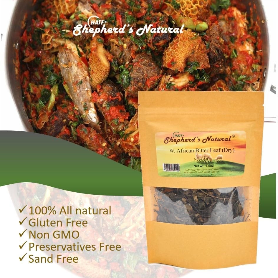 HATF Bitter Leaf Dry – Sand-Free, Sun-Dried, 1.5 oz for Authentic Dishes