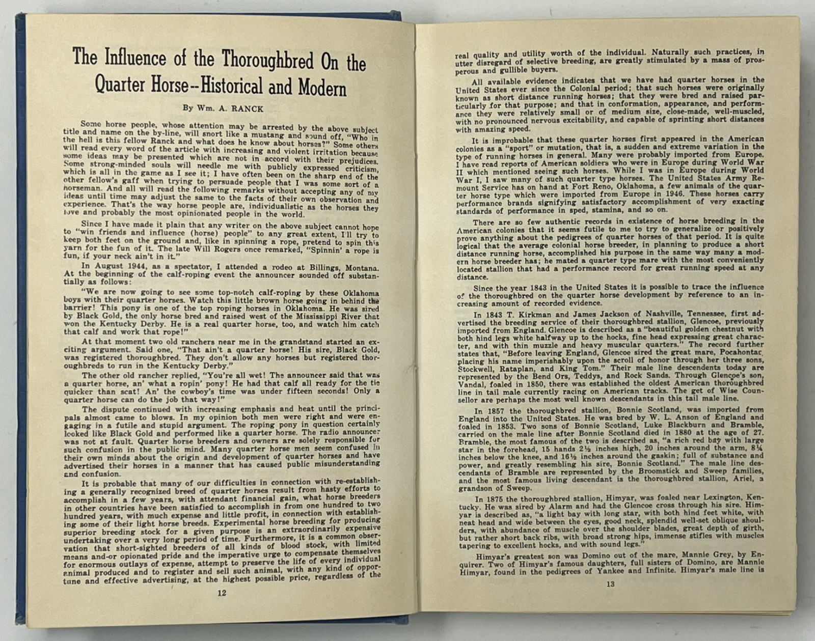 EQUESTRIAN / HORSES: N.Q.H.B.A. Permanent Stud Book: No. 1 & 2 – 1947/1948 HCs