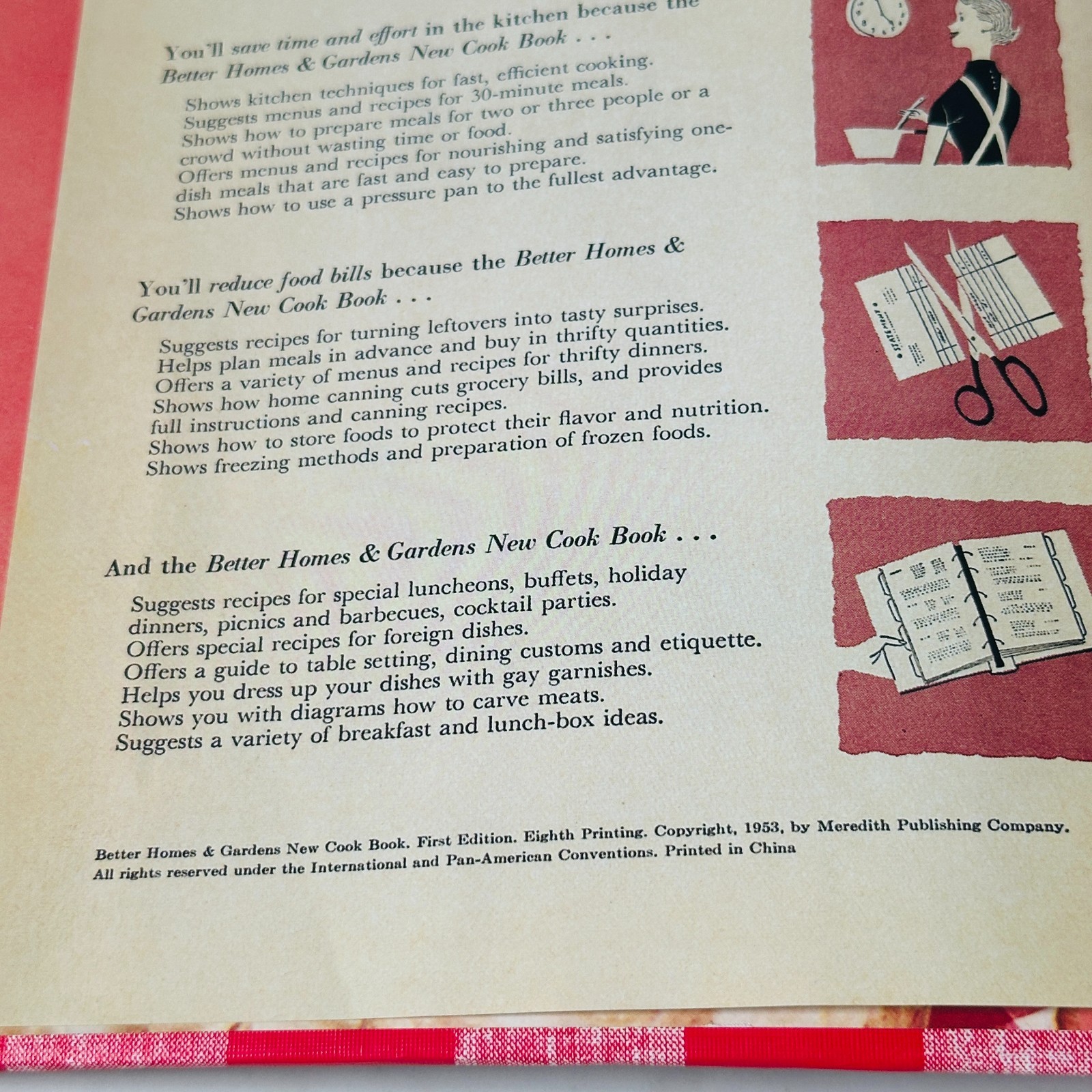 Better Homes And Gardens New Cookbook Vintage 1953 1st Edition 8th Printing MCM