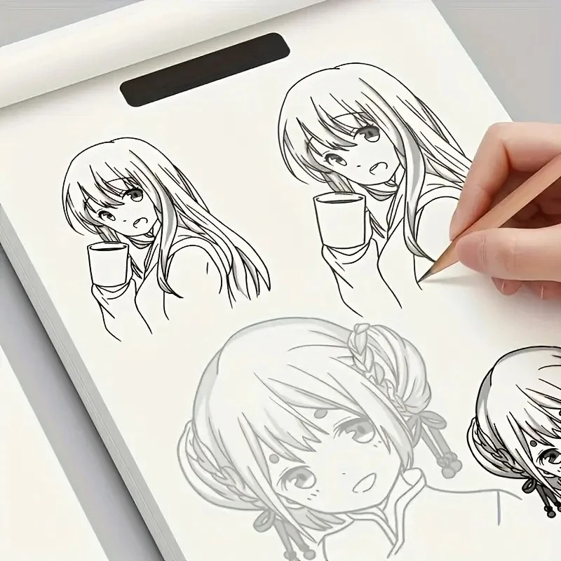 Anime Character Line Art Drawing Book for Beginners – 48 Pages of Simple Hand-Dr