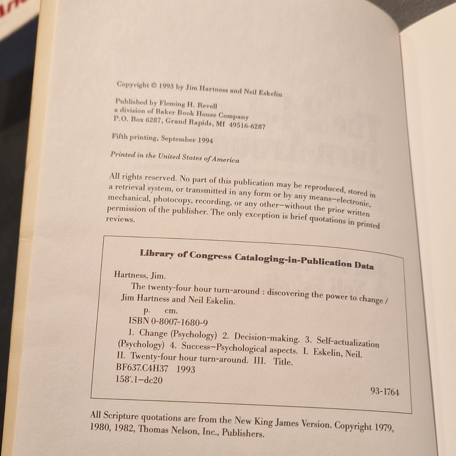 Revell 24 Hour Turn-Around Trade Paperback Hartness Eskelin Personal Growth Book