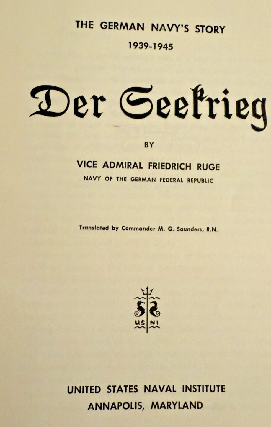 VG+ Der Geefrieg German Navy Story Friedrich Ruge 1957 Vintage Book HC DJ