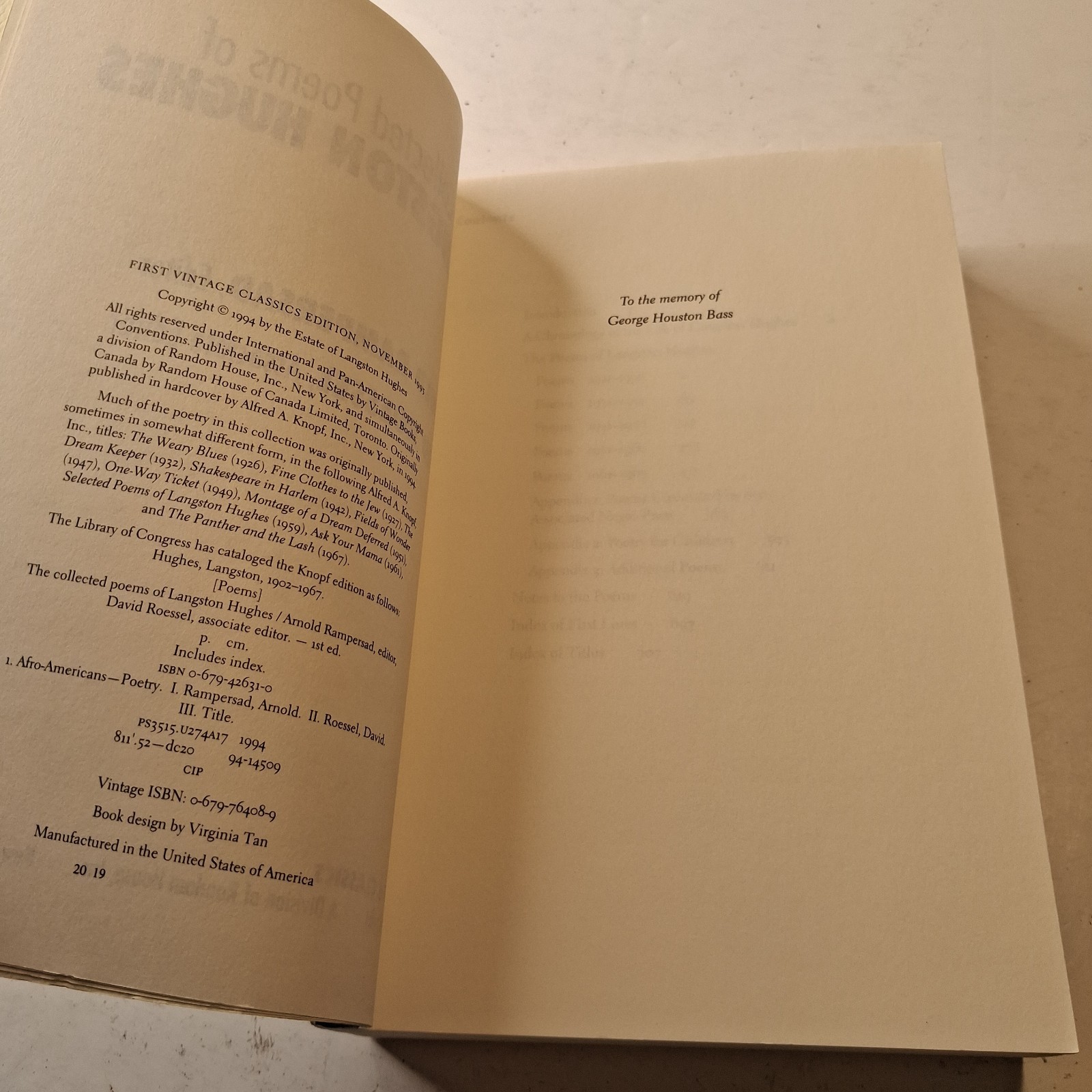 The Collected Poems of Langston Hughes (Vintage Classics, 1994) Hardcover SIGNED