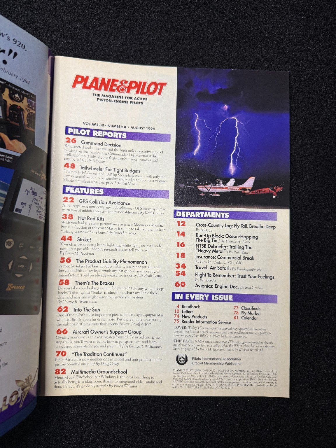 Plane & Pilot Magazine August 1994 GPS Aviation Hot Rods Commander Aircraft