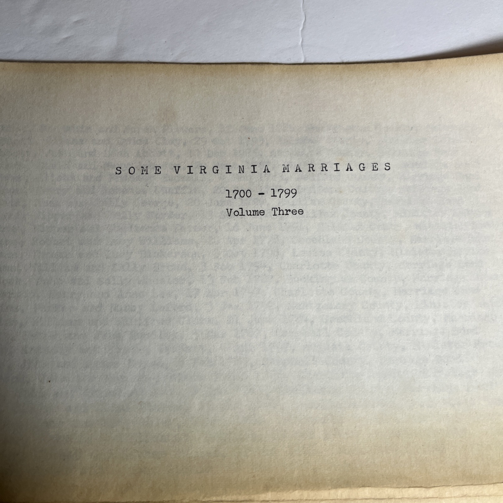 SOME VIRGINIA MARRIAGES Genealogy Records 1700-1799 Pioneer Colonists Book pages