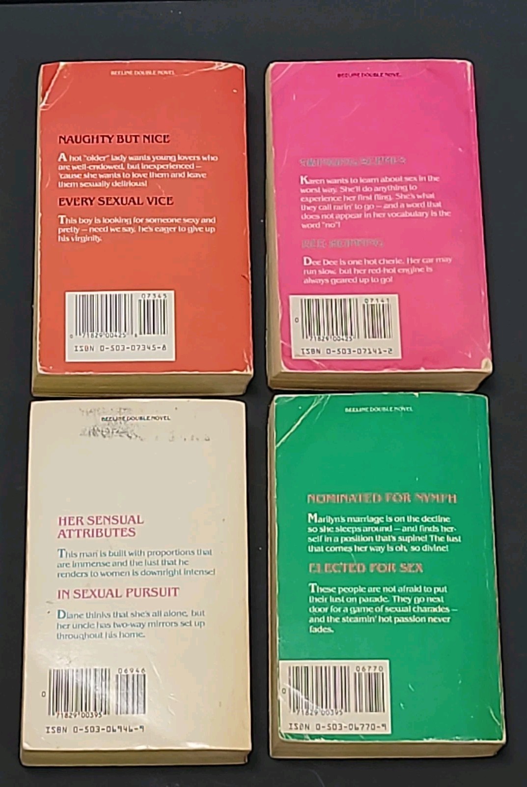 Lot of 4 1980’s Vtg Paperback Beeline Double Novels SC