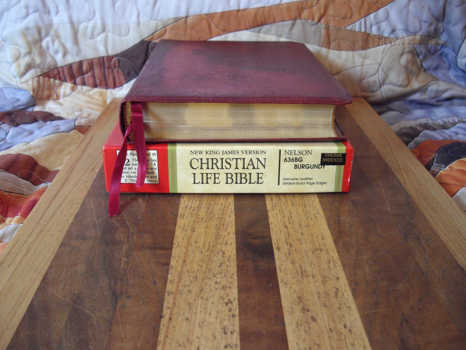 1985 Thomas Nelson Burgundy Genuine Leather NKJV Christian Life Bible Tag: Study