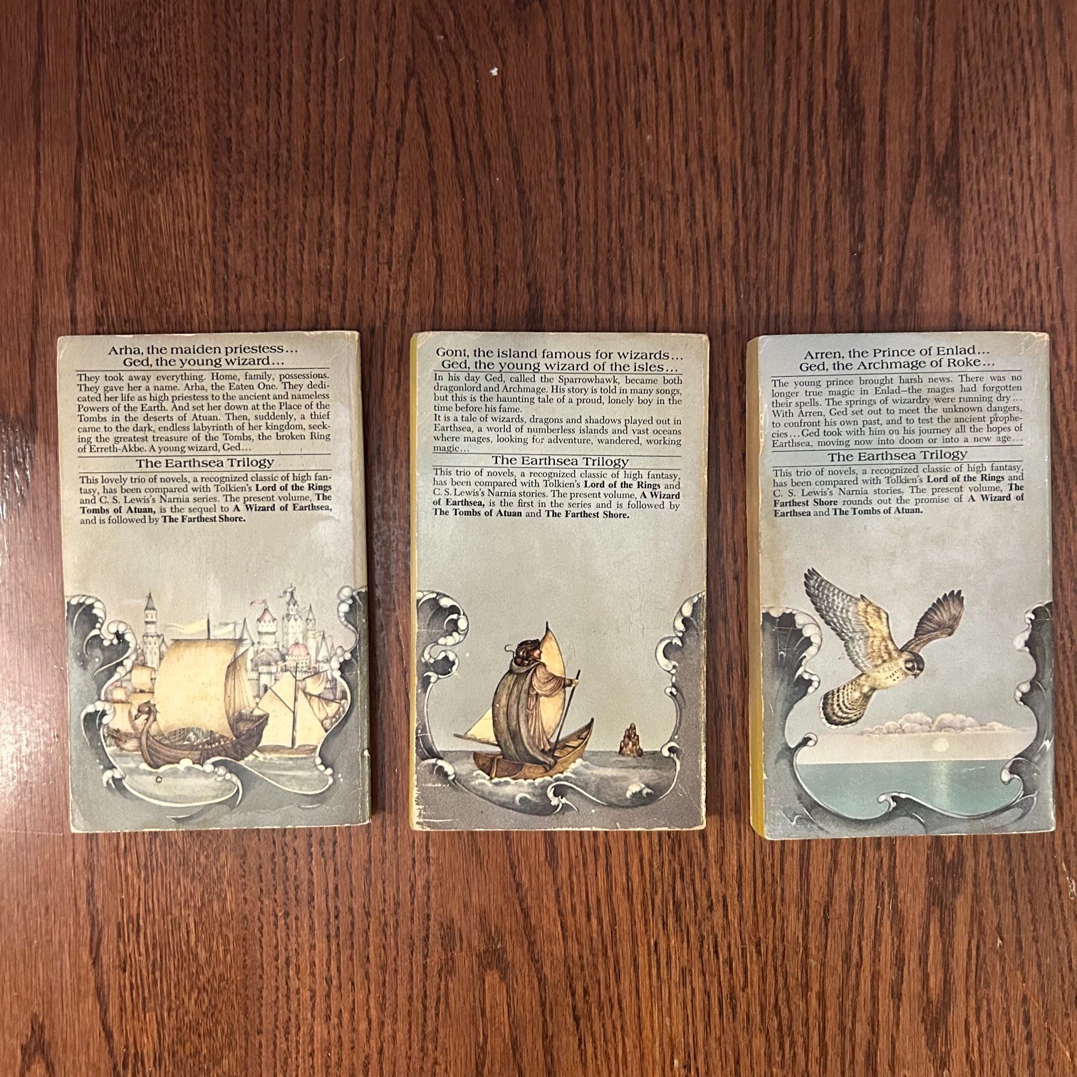 The Earthsea Trilogy by Ursula K Le Guin Paperback Books Bantam Editions 1970s